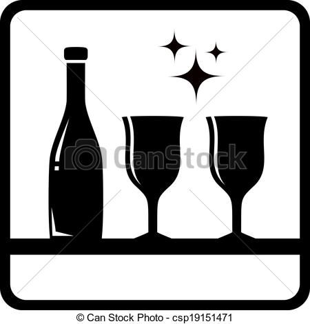 450x470 Icon With Bottle And Wine Glass Silhouette Drink Menu Vectors