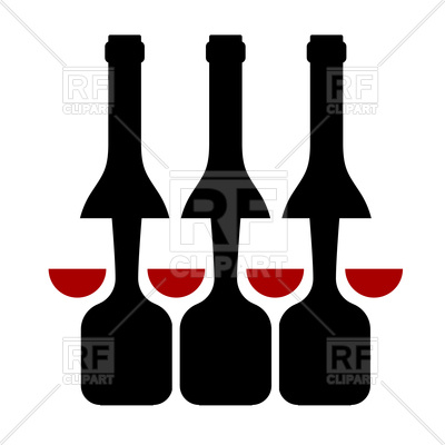 400x400 Row Of Wine Bottles And Glass Silhouette Royalty Free Vector Clip