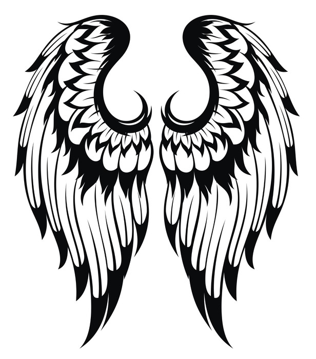 616x700 Black Wings Silhouette Tattoo Design Wall Mural We