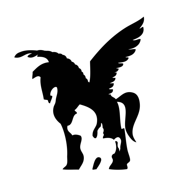 600x625 Black Horse With Wings Vector Silhouette