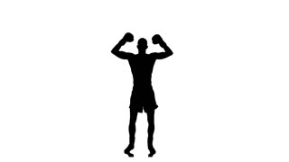 320x180 Winner Of A Boxing Match Rejoice Victory. Silhouette, Slow Motion