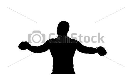 450x272 Boxer Winner Silhouette On White Background. Stock Video