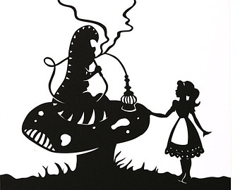 340x270 Down The Rabbit Hole Alice In Wonderland Silhouette Print