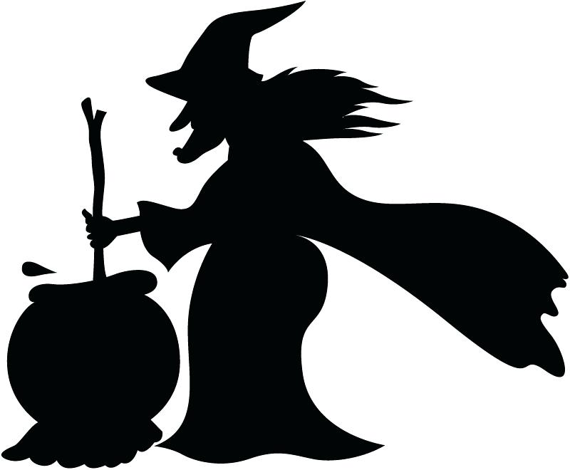 800x660 Witch Window Silhouette Witch With Cauldron And Broom Wall