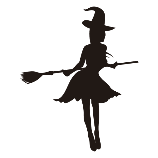512x512 Witch Girl Silhouette With Broom