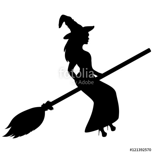 500x500 Young Witch With A Broom Silhouette Stock Image And Royalty Free