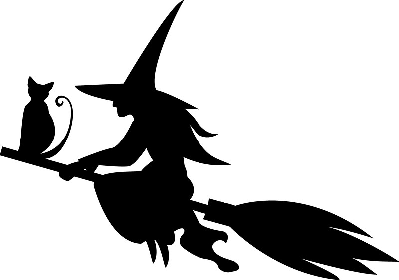 800x562 Silhouette Of The Witch Cat Flying On The Broom Stickers By Kioto