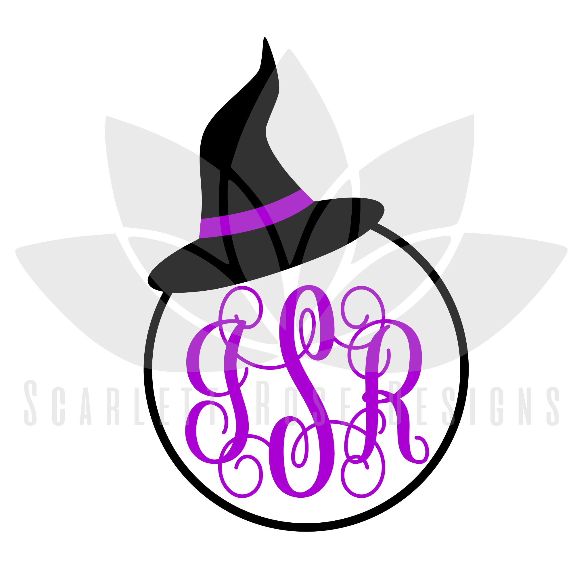 2000x2000 Halloween Monogram Frame Svg Cut File, Witch Hat Monogram