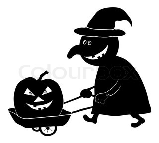 320x288 Witch Flying On Broom, Silhouette Stock Photo Colourbox