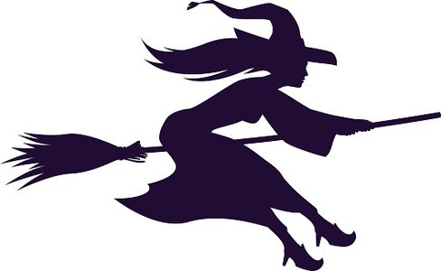 488x300 Silhouette Witch Flying On Halloween Vector Premium Clipart