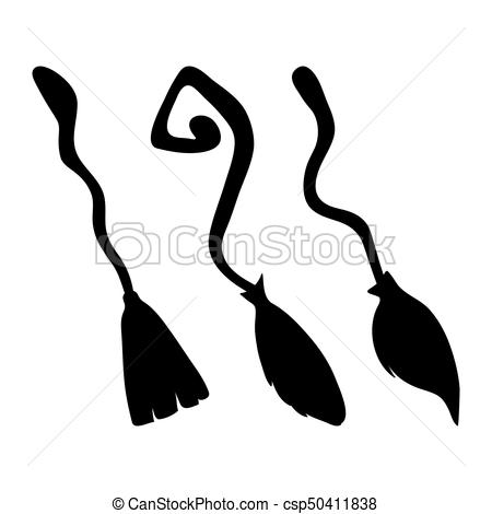 450x470 Witch Broom Silhouette Cartoon Vector Symbol Icon Design