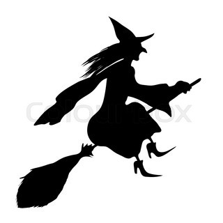 320x320 Silhouette Of The Witch With A Broom. Halloween Stock Vector