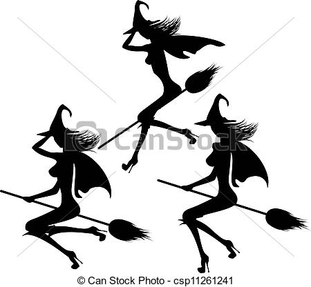 450x416 Black Silhouette Of A Witch On A Broom Drawing