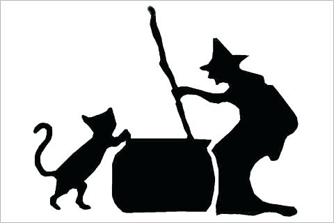 480x320 Witch Silhouette Template Flying Witch Silhouette Retro