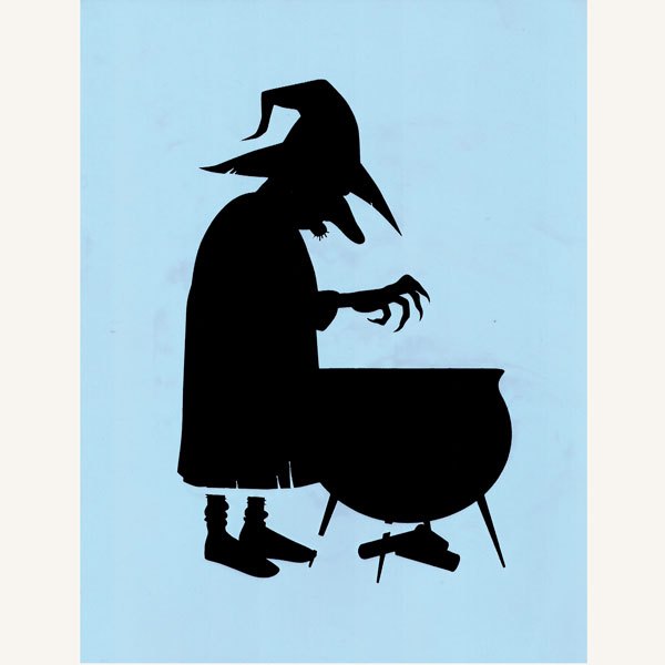 600x600 Halloween Witch And Cauldron Stencil