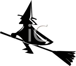 300x261 Silhouette Of A Wicked Witch Riding On Her Broomstick