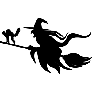 300x300 Witch And Cat On Broomstick Silhouette Clipart, Cliparts Of Witch