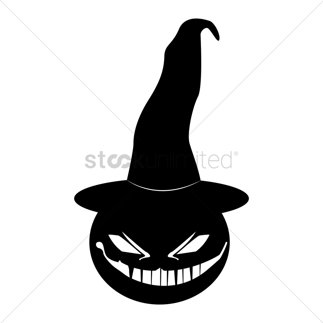 1300x1300 Wicked Pumpkin With Witch Hat Silhouette Vector Image
