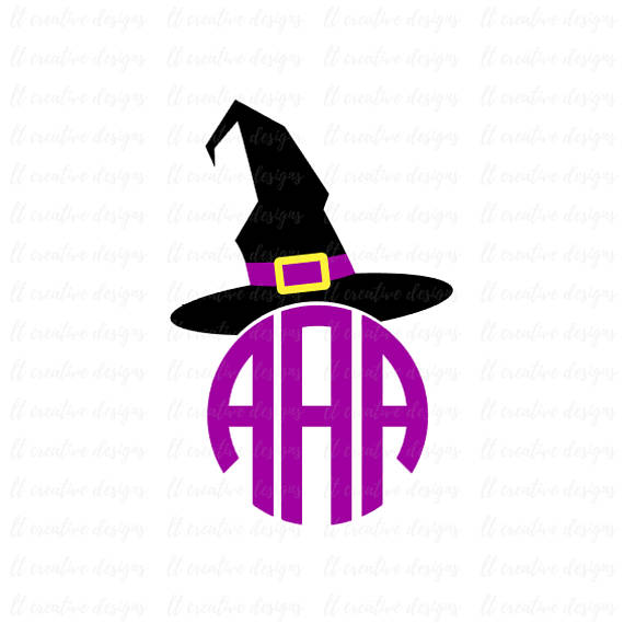 570x569 Witch Hat Monogram Svg Witch Hat Svg Halloween Svg
