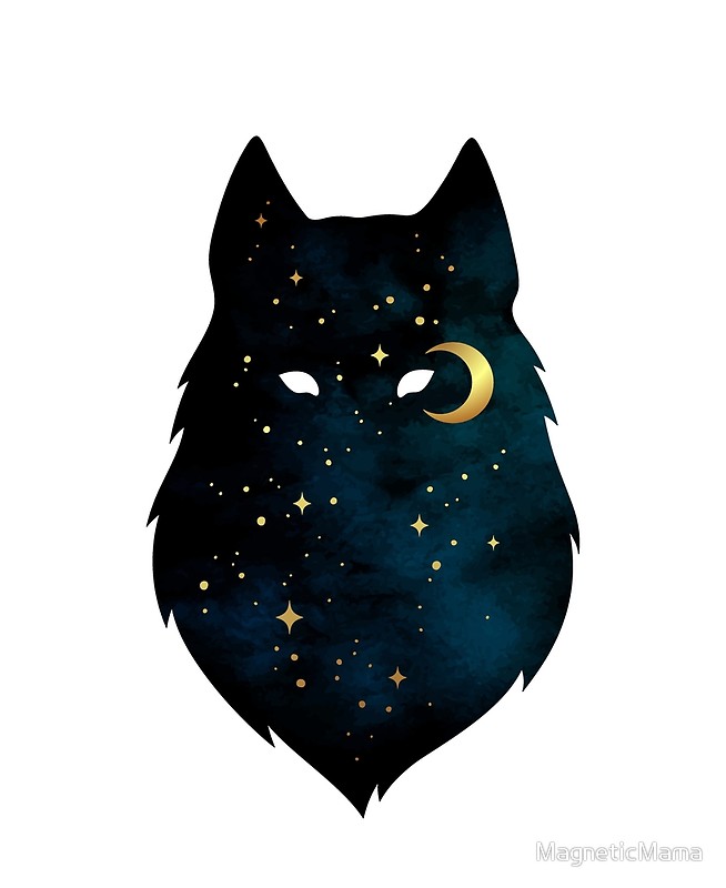 654x800 Wolf Head Silhouette With Stars And Moon Posters By Magneticmama