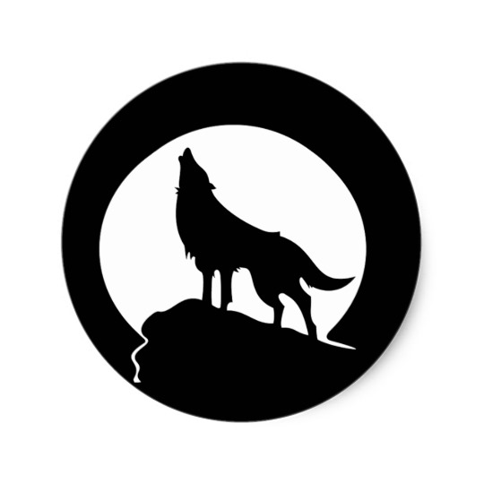 540x540 Wolf Howling With A Full Moon Round Sticker