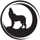 160x160 Silhouette Of A Wolf In Front Of The Moon Stock Image And Royalty