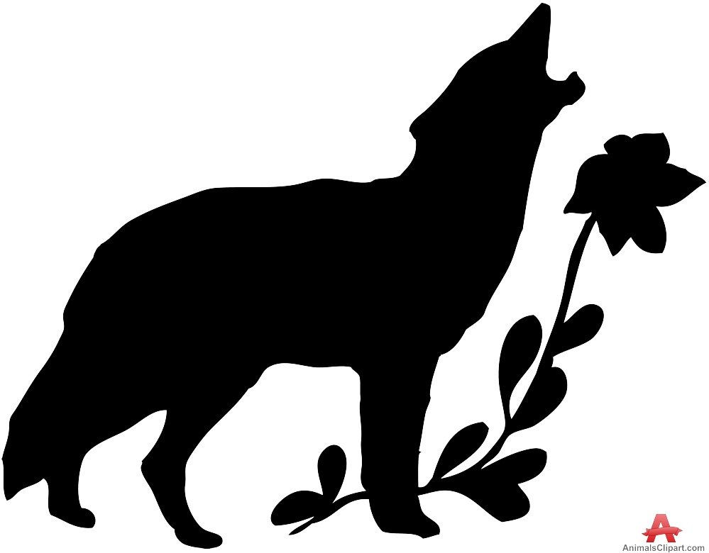 999x780 Wolf Howling With Flowers Silhouette Free Clipart Design Download