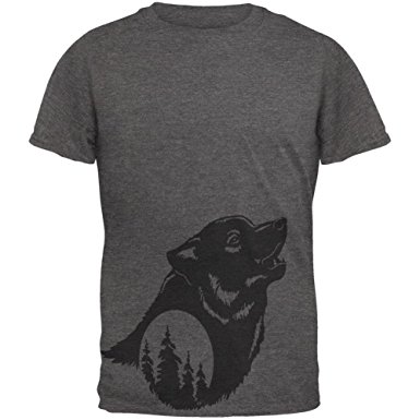 385x385 Animal World Howling Wolf Moon Silhouette Mens Soft T