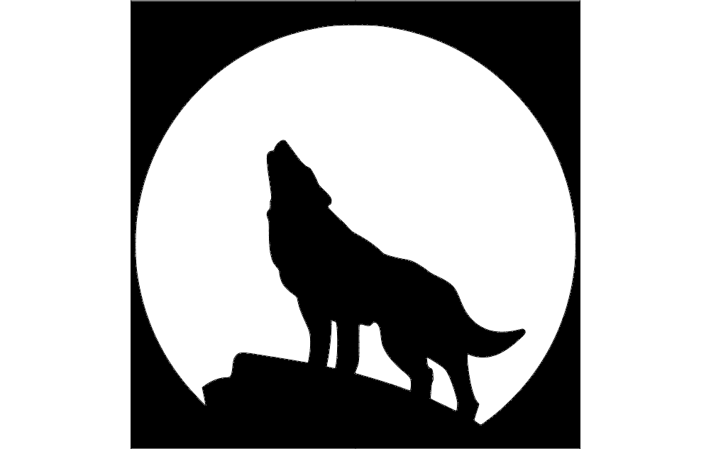 1002x633 Wolf With Moon Dxf File Free Download