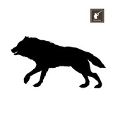 160x160 Black Silhouette Of Running Wolf On White Background. Forest