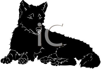 350x240 Picture Of A Silhouette Of A Wolf Laying Down In A Vector Clip Art