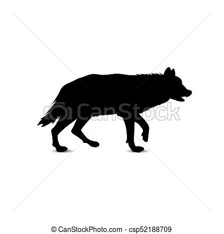 450x470 Silhouette Of Wolf. Silhouette Of Running Wolf. Stock Illustration