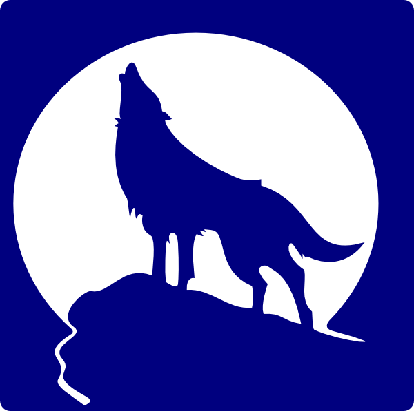 600x597 Blue Wolf Silhouette To The Moon Clip Art