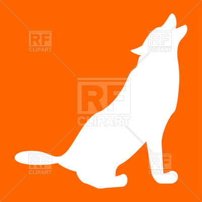 400x400 Wolf Silhouette On Orange Background Royalty Free Vector Clip Art