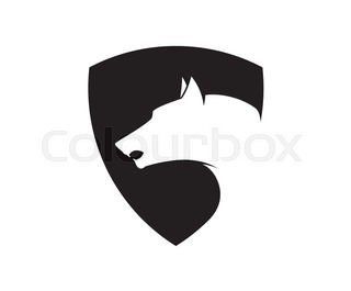 320x265 Silhouette Of A Wolf Head. Vector Stylized Logo Stock Vector
