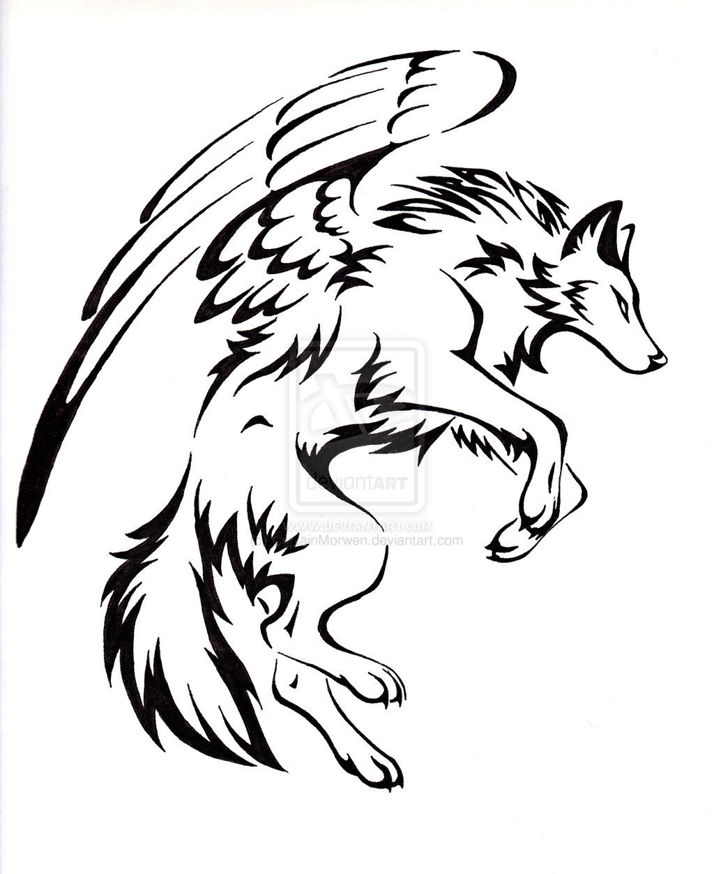 1024x1253 Courage Winged Wolf Tattoo By