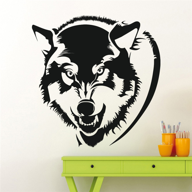 800x800 Wildlife Series Wolf Head Silhouette Special Wall Stickers Home