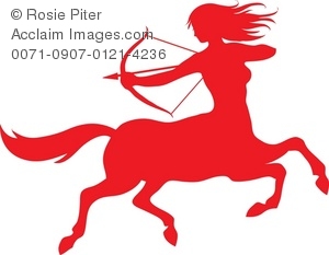 300x233 The Red Silhouette Of A Female Sagittarius Symbol Royalty Free