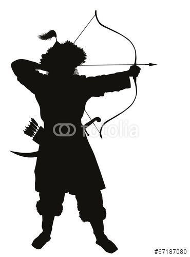370x500 Vector Oriental Archer With Bow And Arrow Vector Silhouette. Eps