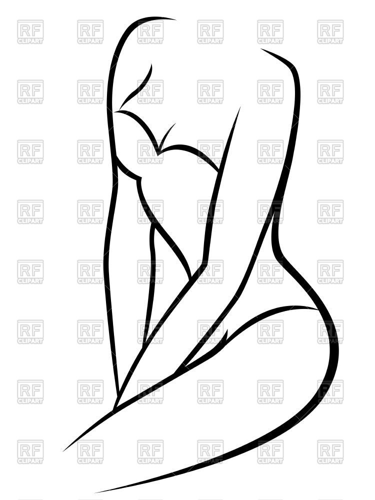 750x1000 Female Body In Underwear Corset Outline Royalty Free Vector Clip