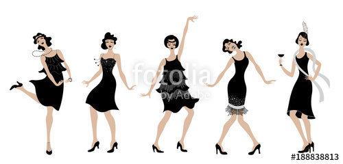 500x240 Charleston Party.black Dress Dancing Girls Silhouette Gatsby
