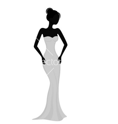 380x400 Silhouette Of A Girl In White Evening Dress Vector Resim