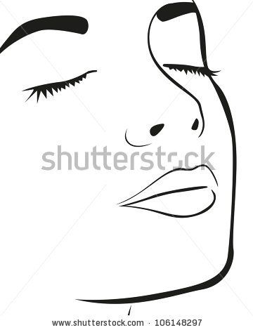 360x470 Vector Download Silhouette Lines Of The Woman's Face, Isolated