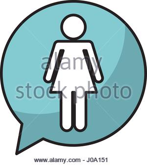 300x337 Woman Silhouette With Speech Bubble. Profile View Vector Stock