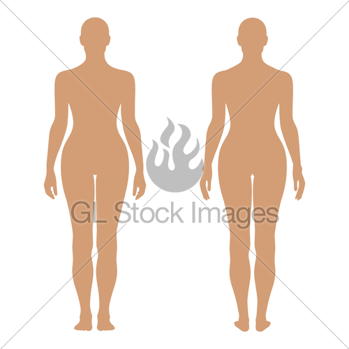 500x500 Fashion Woman's Solid Template Figure Silhouette (Front Amp Gl
