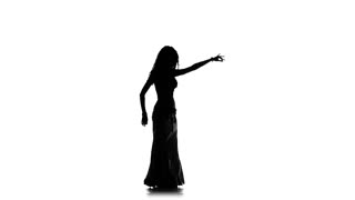 320x180 Talanted Exotic Belly Dancer Woman, Wave Her Hair, Uses Fans,