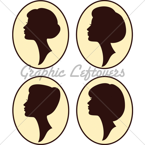 500x500 Girl Silhouettes With Different Hair Gl Stock Images