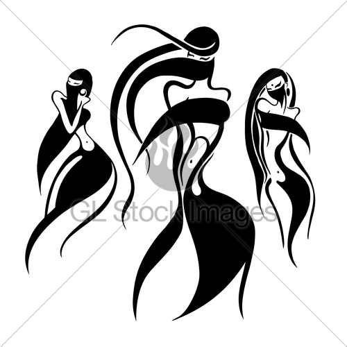 500x500 Eastern Woman Silhouette. Hand Drawn Vector Illustration Gl