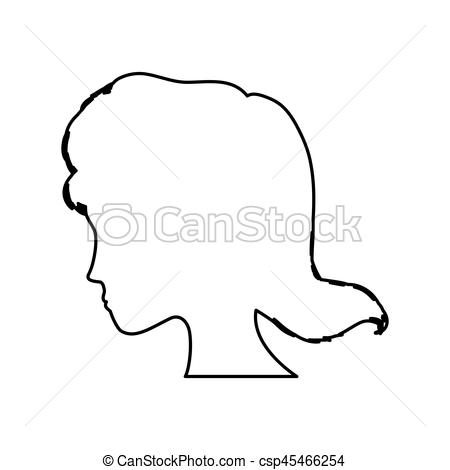450x470 Woman Head Silhouette Icon Vector Illustration Graphic Clipart