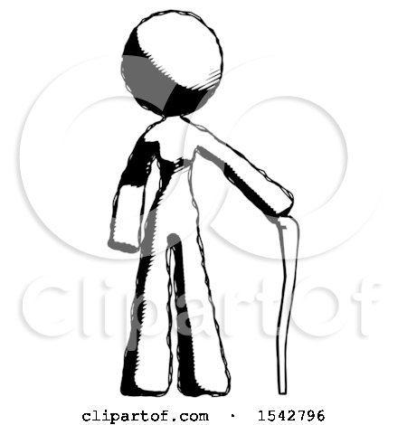 450x470 Ink Design Mascot Woman Standing With Hiking Stick By Leo
